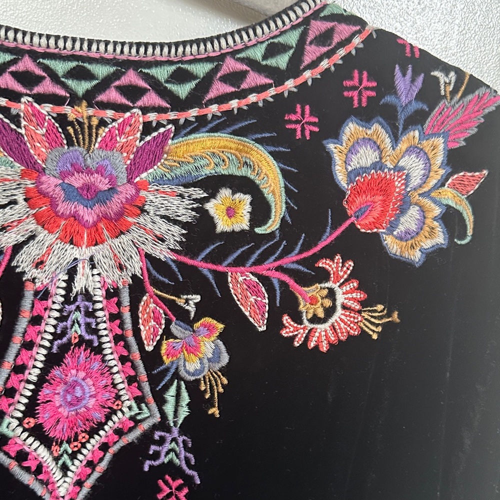 Johnny Was Black Top with Colorful Embroidery - Picture 17 of 17